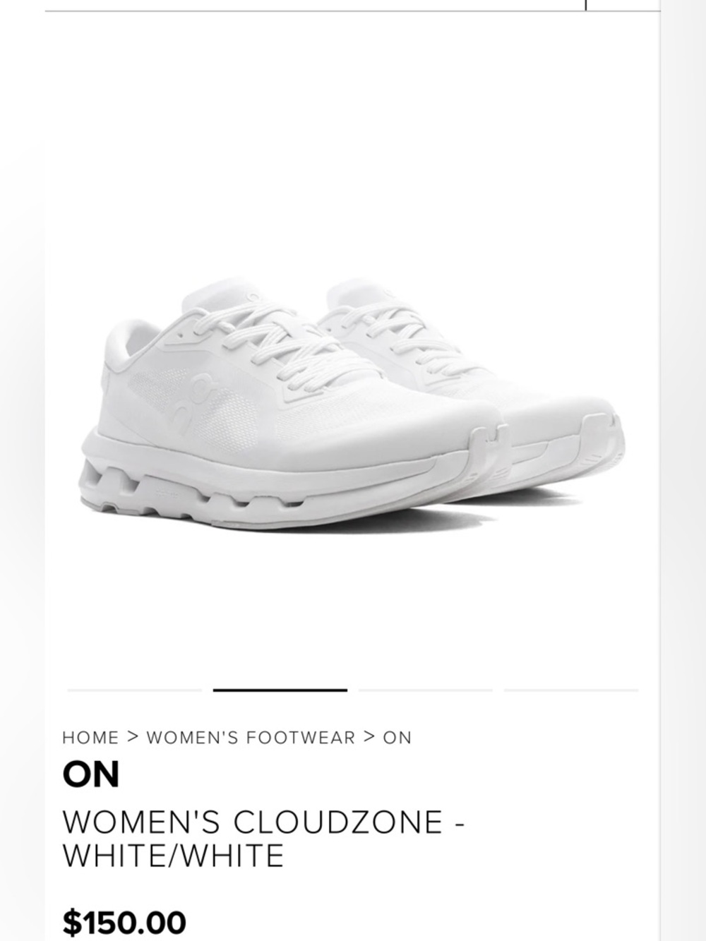 On Running Women's All-White Cloudzone Sneakers
